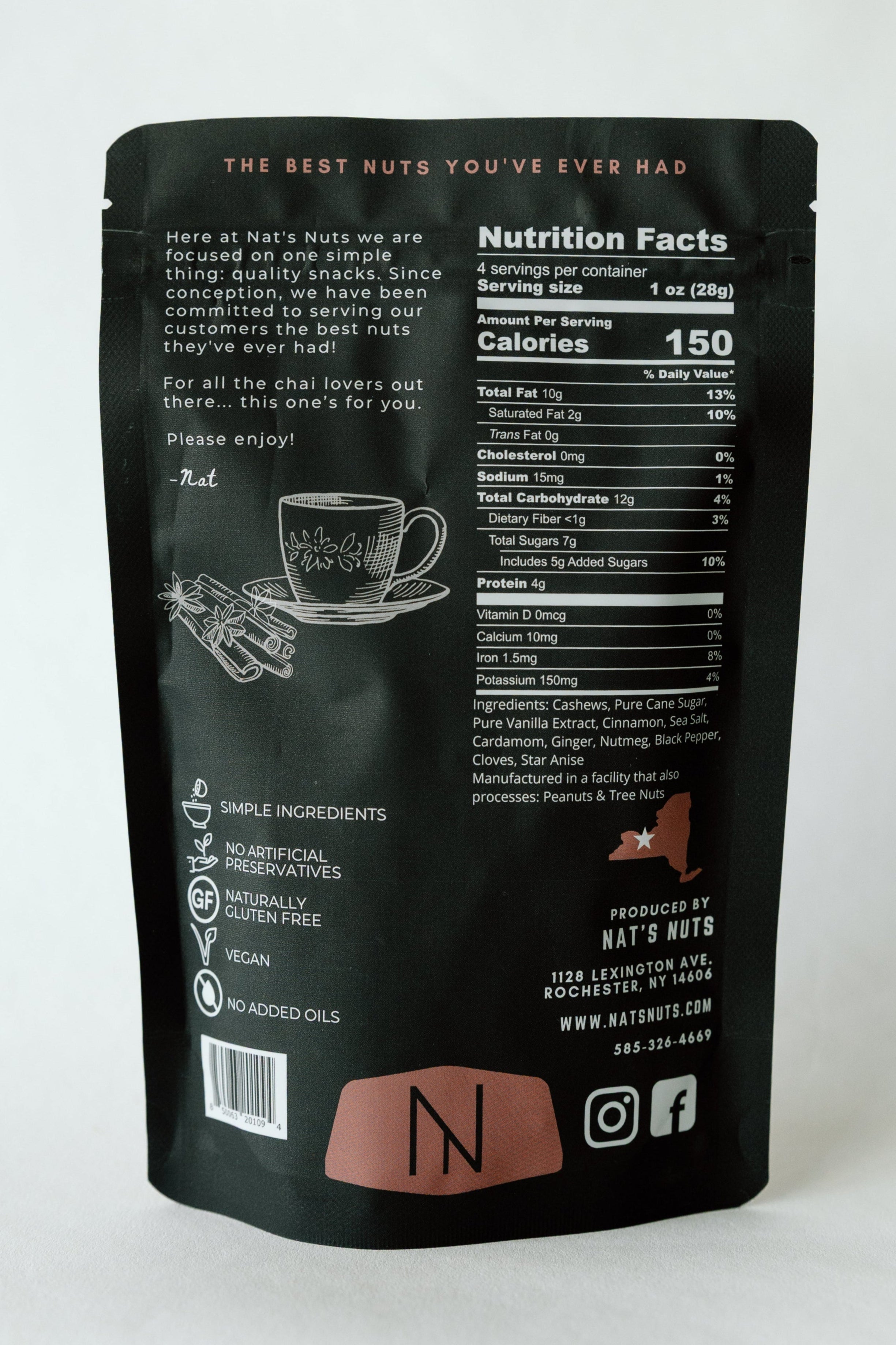 ナッツページ Vanilla Chai Cashews – Nat's Nuts